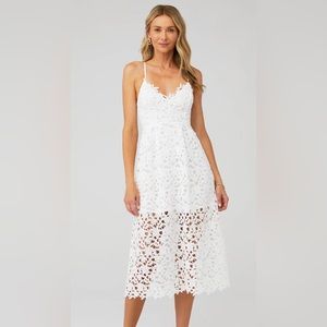 ASTR the Label Lace A-line Midi Dress, White, Medium